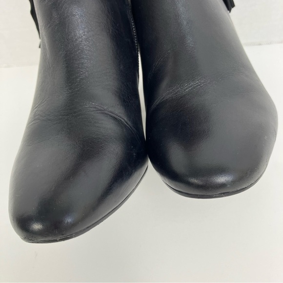 Lauren Ralph Lauren Belcia Black Leather Heeled Bootie Fringe Tassel Detail Sz 6 - Picture 5 of 16